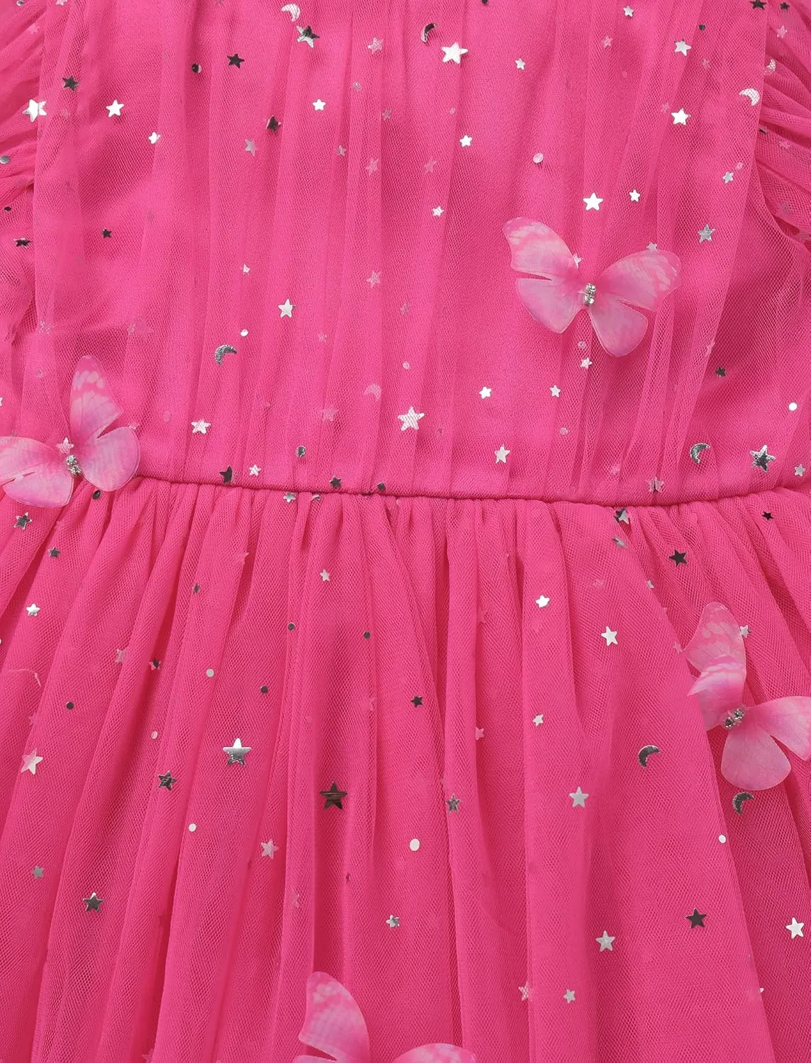 IMEKIS Toddler Girls Sparkle Butterfly Dress Mesh Sleeve Birthday Formal Wedding Pageant Party Tulle Tutu Dresses