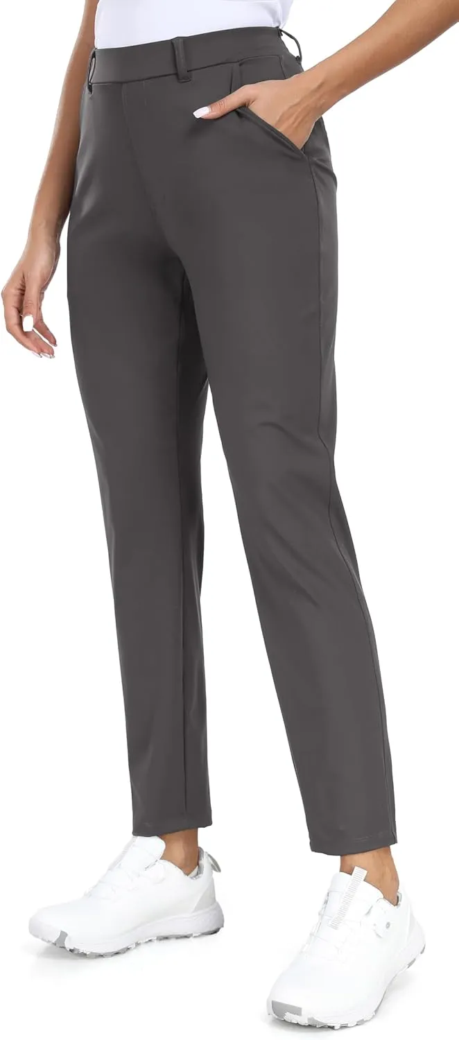 IUGA Stretchy Work Pants for Women 7/8 Ankle Golf Pants Pull On Business Casual Travel Dress Pants with Pockets Petite