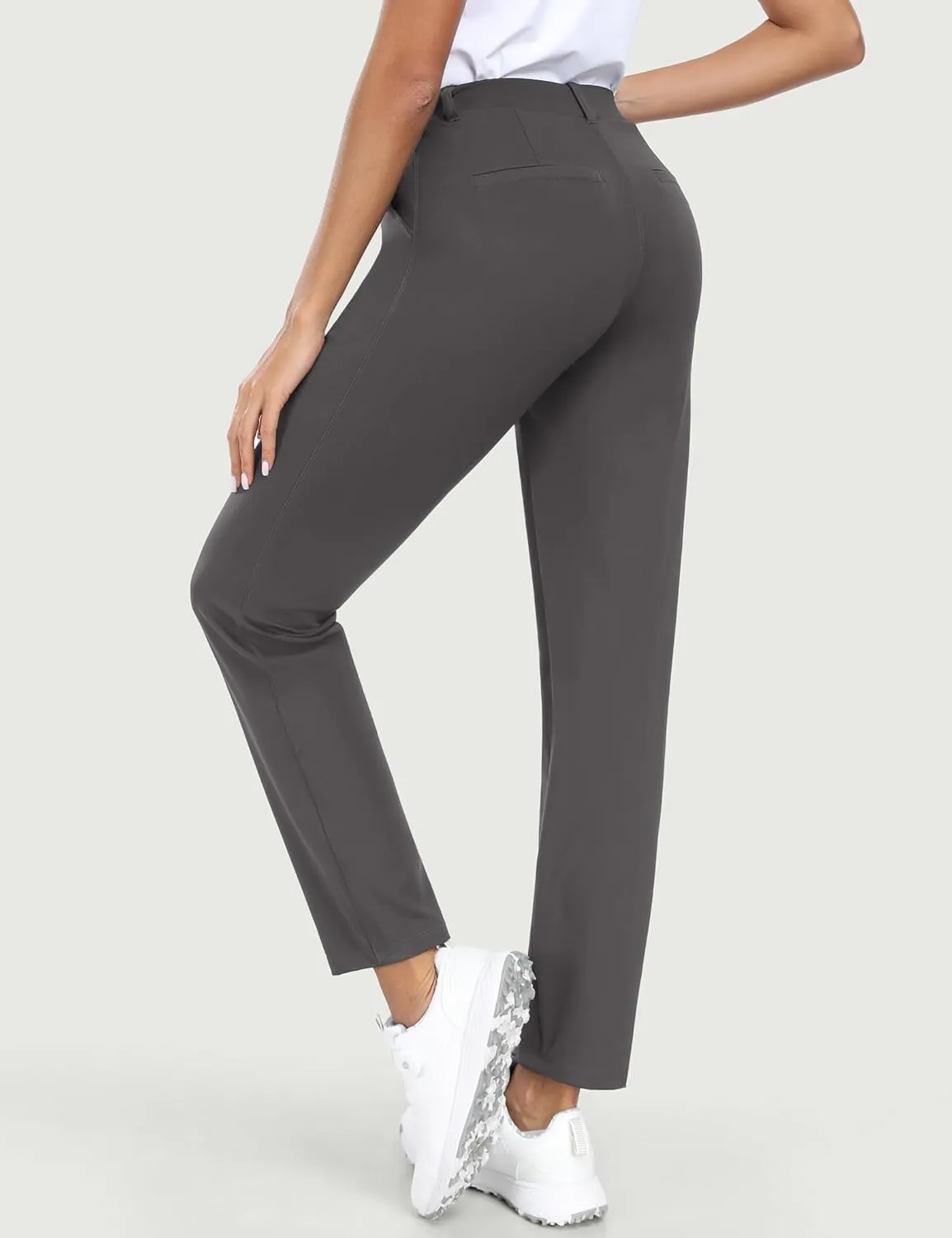 IUGA Stretchy Work Pants for Women 7/8 Ankle Golf Pants Pull On Business Casual Travel Dress Pants with Pockets Petite