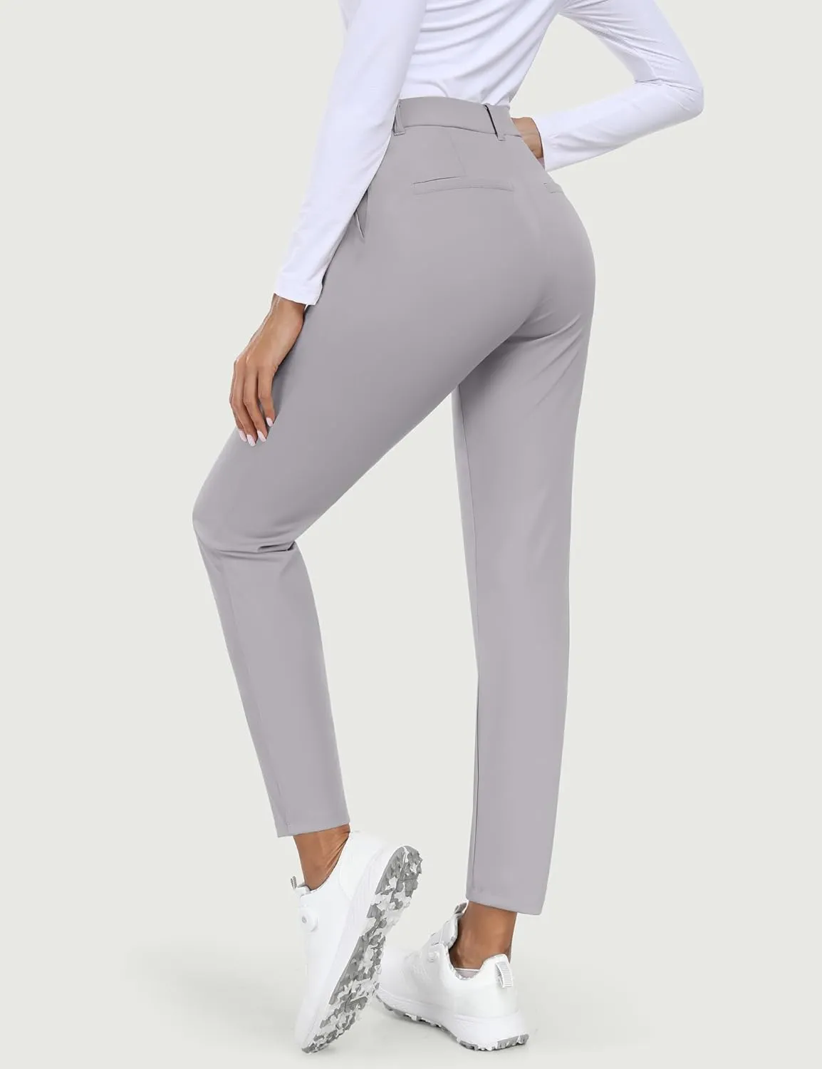 IUGA Stretchy Work Pants for Women 7/8 Ankle Golf Pants Pull On Business Casual Travel Dress Pants with Pockets Petite