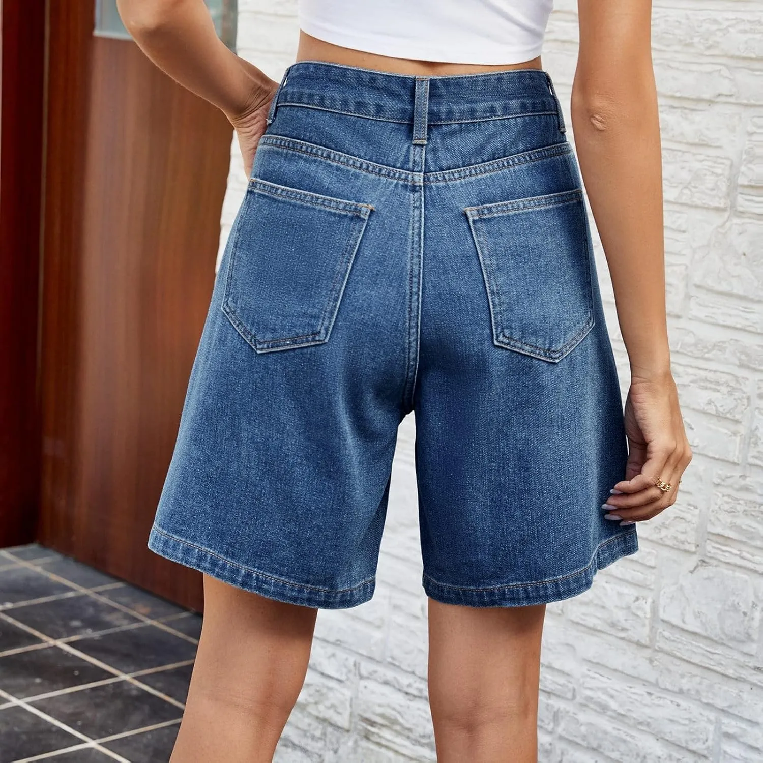 Jean Shorts for Women 2025 Summer Casual High Waisted Stretchy Denim Shorts Curvy Cutoff Jorts
