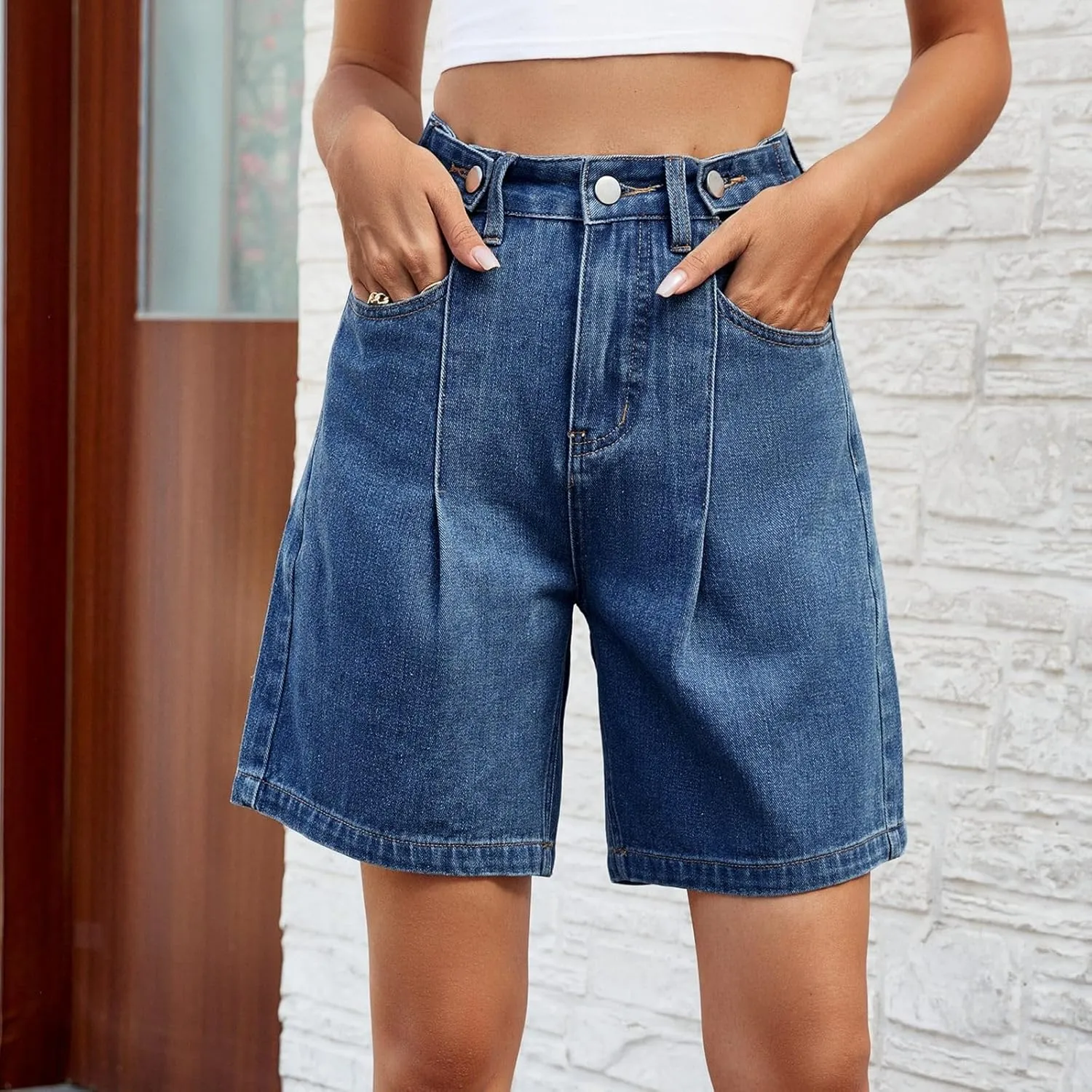Jean Shorts for Women 2025 Summer Casual High Waisted Stretchy Denim Shorts Curvy Cutoff Jorts