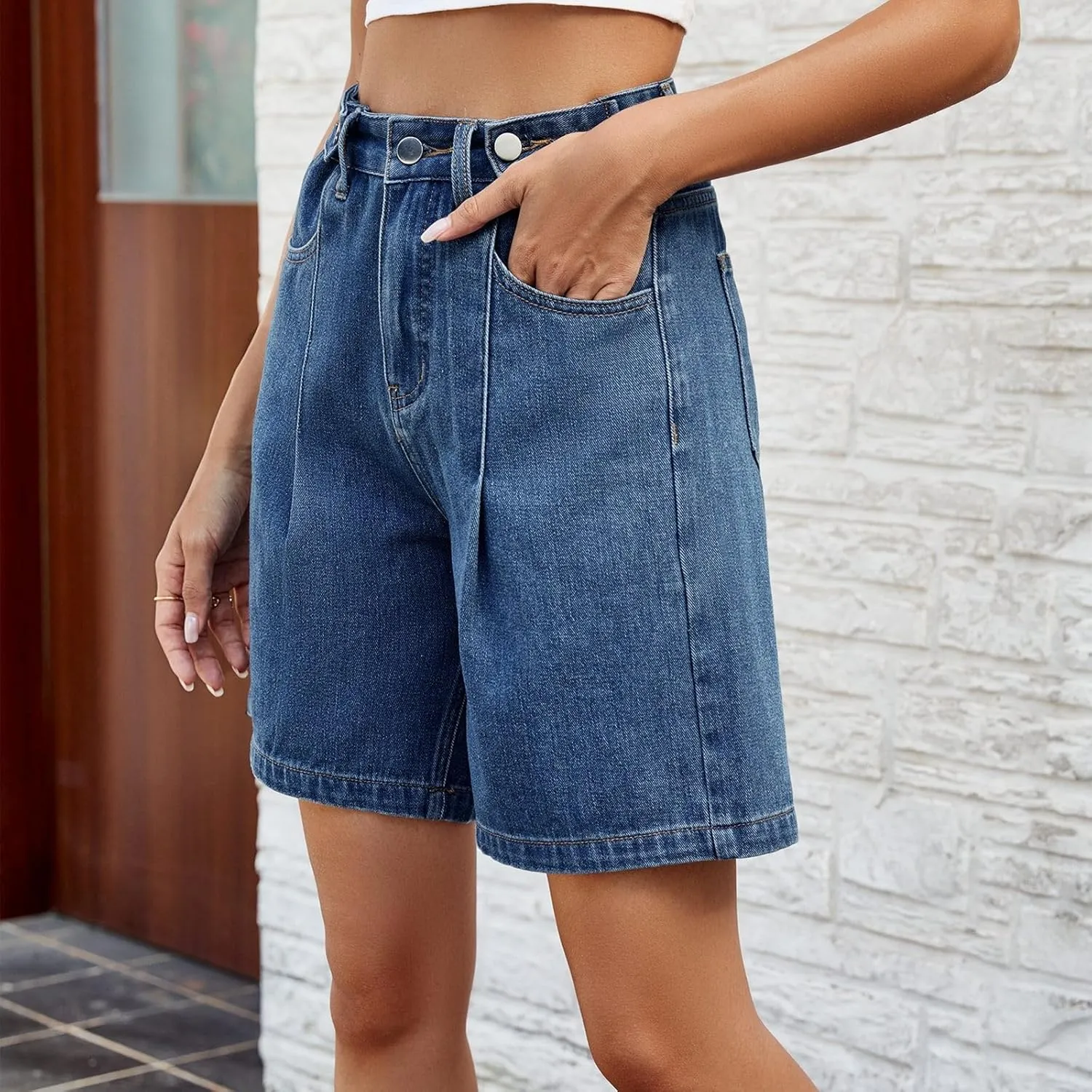 Jean Shorts for Women 2025 Summer Casual High Waisted Stretchy Denim Shorts Curvy Cutoff Jorts