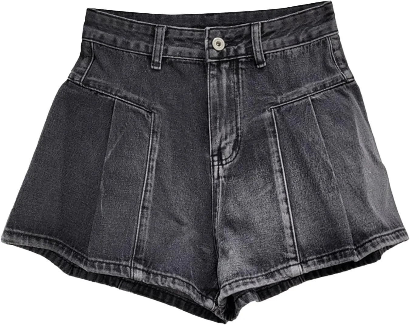 Jean Shorts for Women High Waisted Pleated Denim Shorts Flare Wide Leg Summer Short Jeans Comfy Jorts with Pockets