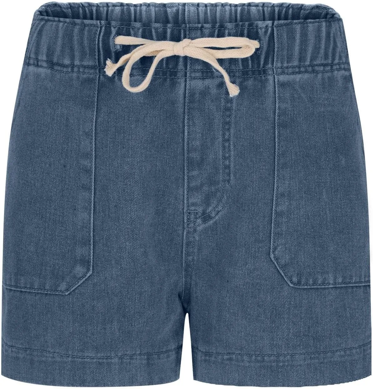 Jean Shorts Womens High Waisted Drawstring Pull On Short Jeans Baggy Casual Denim Chambray Shorts with Pockets