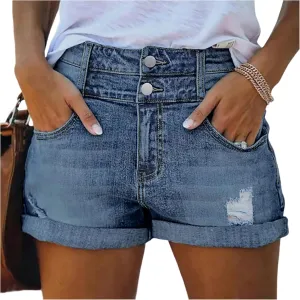 Jean Shorts Womens High Waisted Stretchy Boyfriend Hot Denim Shorts Boyfriend Distressed Ripped Cuffed Jorts Pockets
