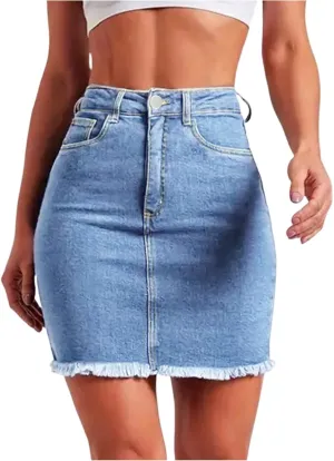 Jean Skirts for Women Denim Mini Skirt Y2k High Waisted Slim Fit Frayed Cowgirl Country Concert Outfits with Pockets