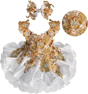 Jenniferwu Baby Girl Pageant Dress Handmade Beaded Dresses Toddler Pageant Girl's Princess Dress