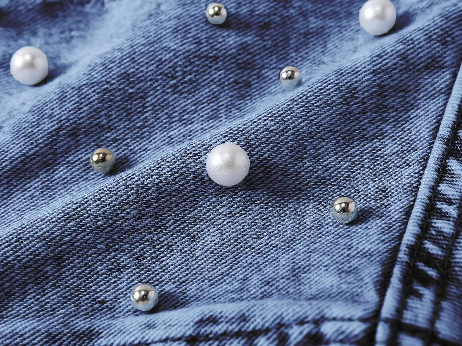 Kedera Jean Jacket Women Pearl Studded Oversized Distressed Denim Jackets Long Sleeves Lapel Denim Coats