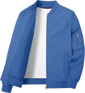 KEFITEVD Men's Lightweight Windbreaker Jacket Casual Bomber Jacket Windproof Track Jacket Spring Fall Softshell Outerwear
