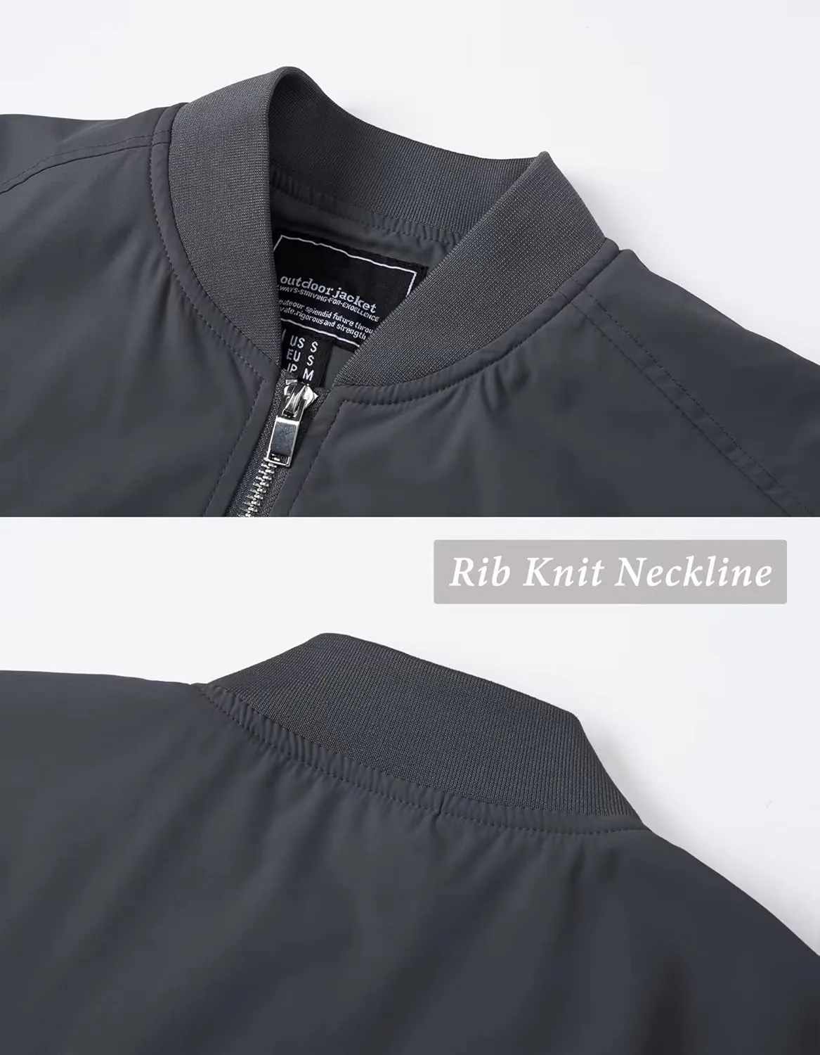 KEFITEVD Men's Lightweight Windbreaker Jacket Casual Bomber Jacket Windproof Track Jacket Spring Fall Softshell Outerwear