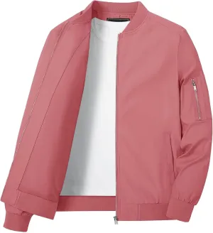 KEFITEVD Men's Lightweight Windbreaker Jacket Casual Bomber Jacket Windproof Track Jacket Spring Fall Softshell Outerwear