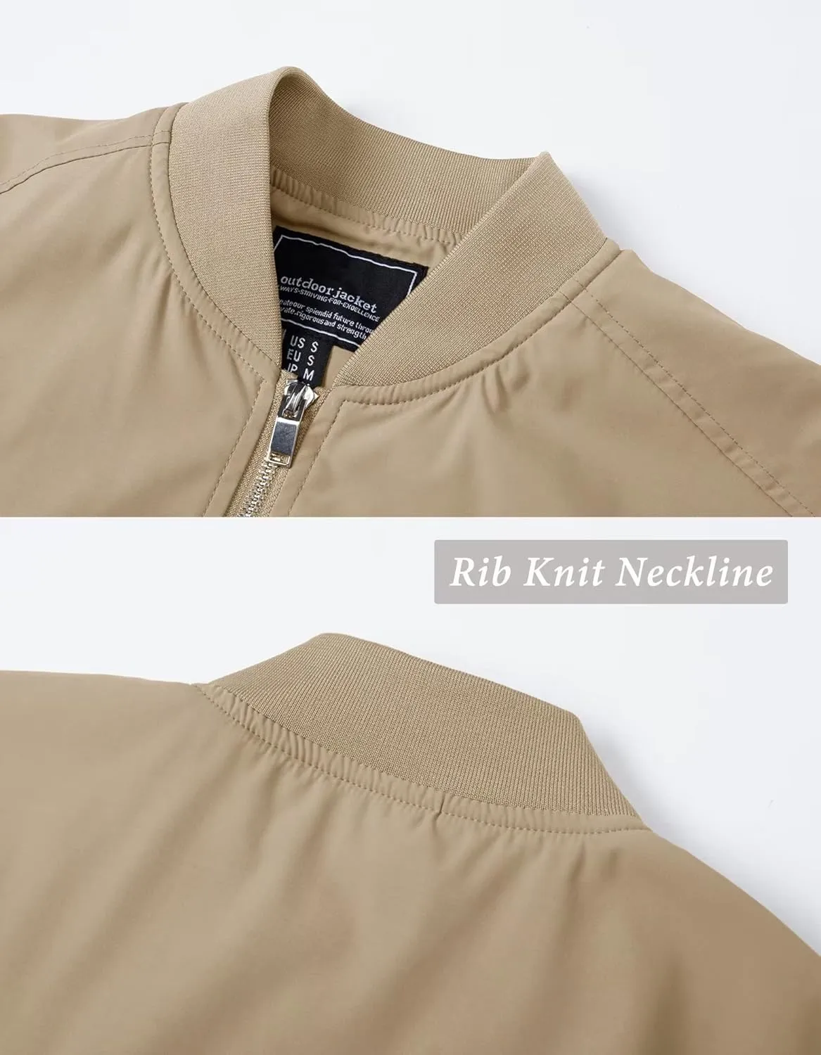 KEFITEVD Men's Lightweight Windbreaker Jacket Casual Bomber Jacket Windproof Track Jacket Spring Fall Softshell Outerwear