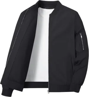 KEFITEVD Men's Lightweight Windbreaker Jacket Casual Bomber Jacket Windproof Track Jacket Spring Fall Softshell Outerwear