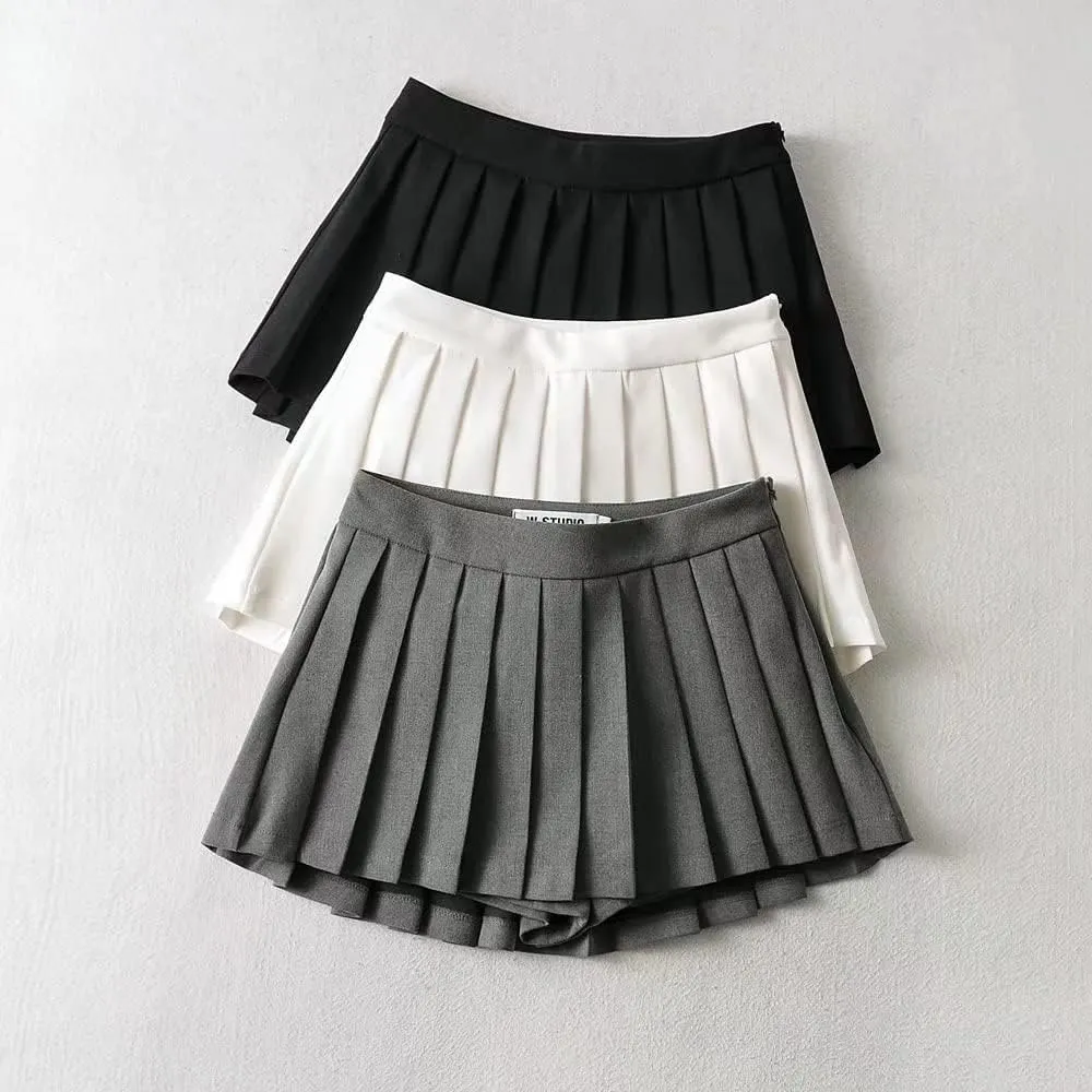 Kelabia Preppy Skirts for Women Y2K Pleated Mini Skirts Aesthetic Low Rise A-line Short Skirt Goth Tennis Skirt Cute Clothes