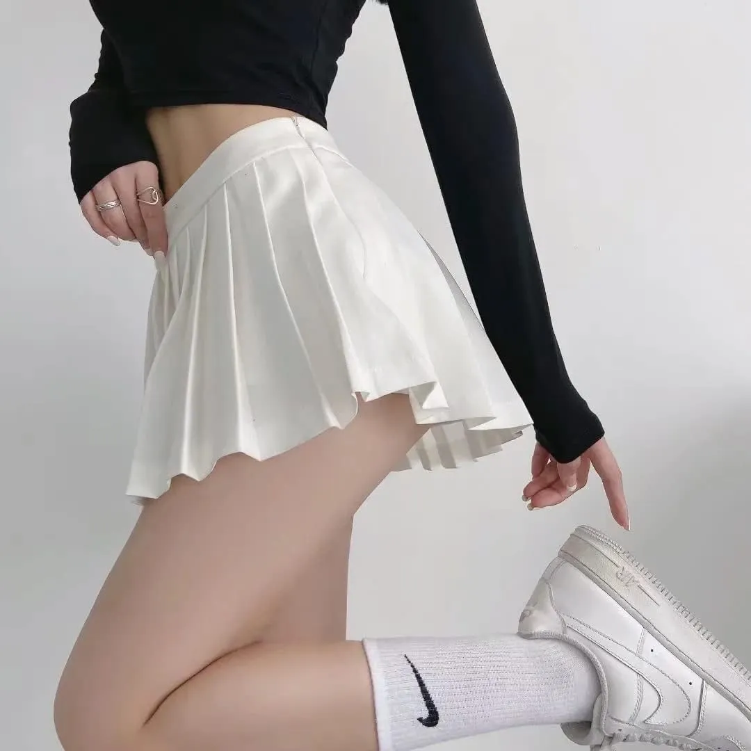 Kelabia Preppy Skirts for Women Y2K Pleated Mini Skirts Aesthetic Low Rise A-line Short Skirt Goth Tennis Skirt Cute Clothes