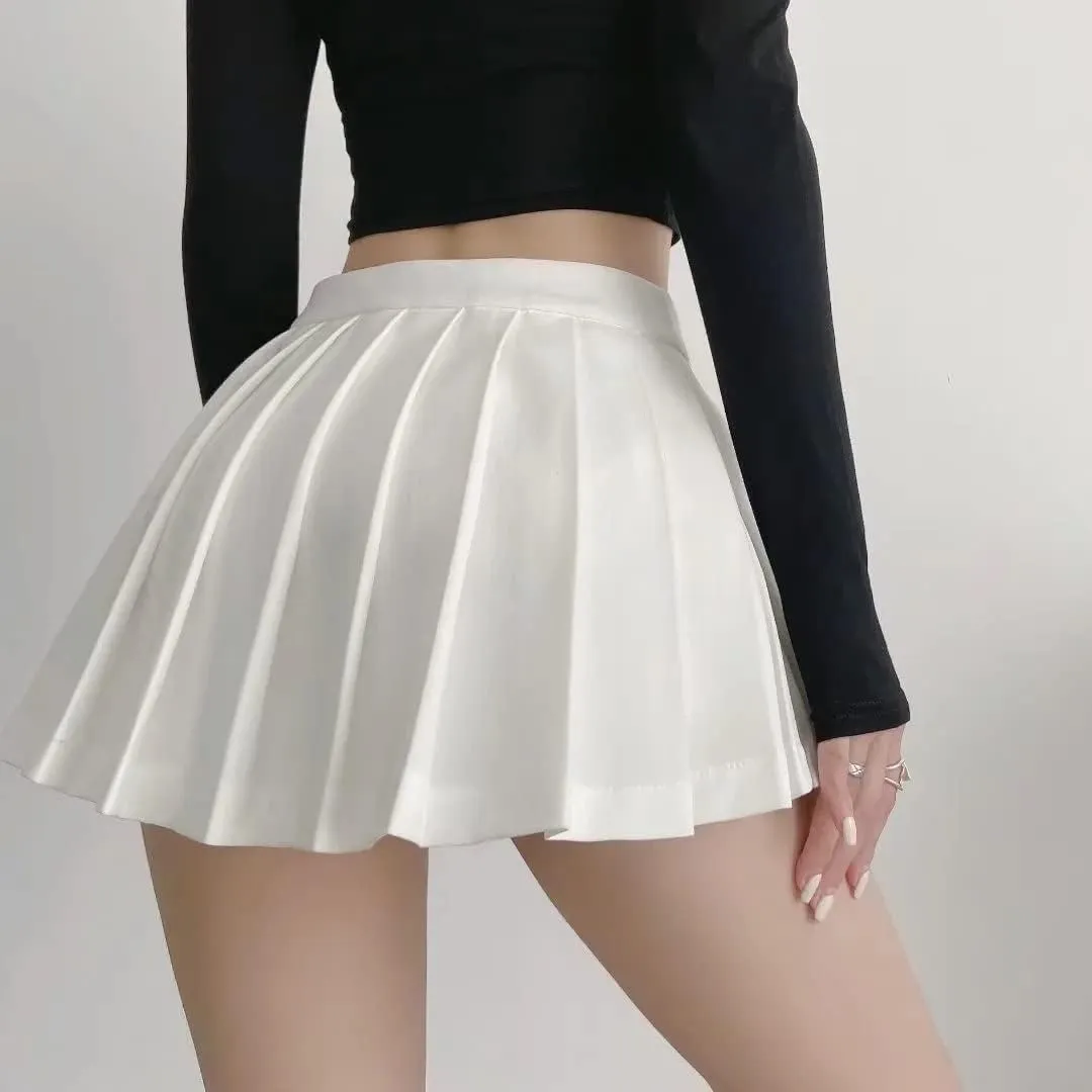 Kelabia Preppy Skirts for Women Y2K Pleated Mini Skirts Aesthetic Low Rise A-line Short Skirt Goth Tennis Skirt Cute Clothes