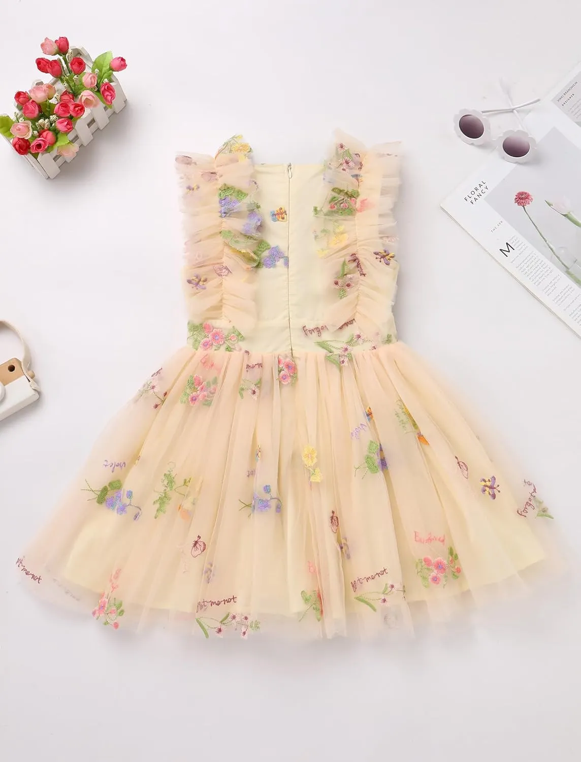 Kids Girls Confetti Birthday Princess Dress Ruffle Sleeve Boho Cake Smash Photo Shoot Outfit 3-10T
