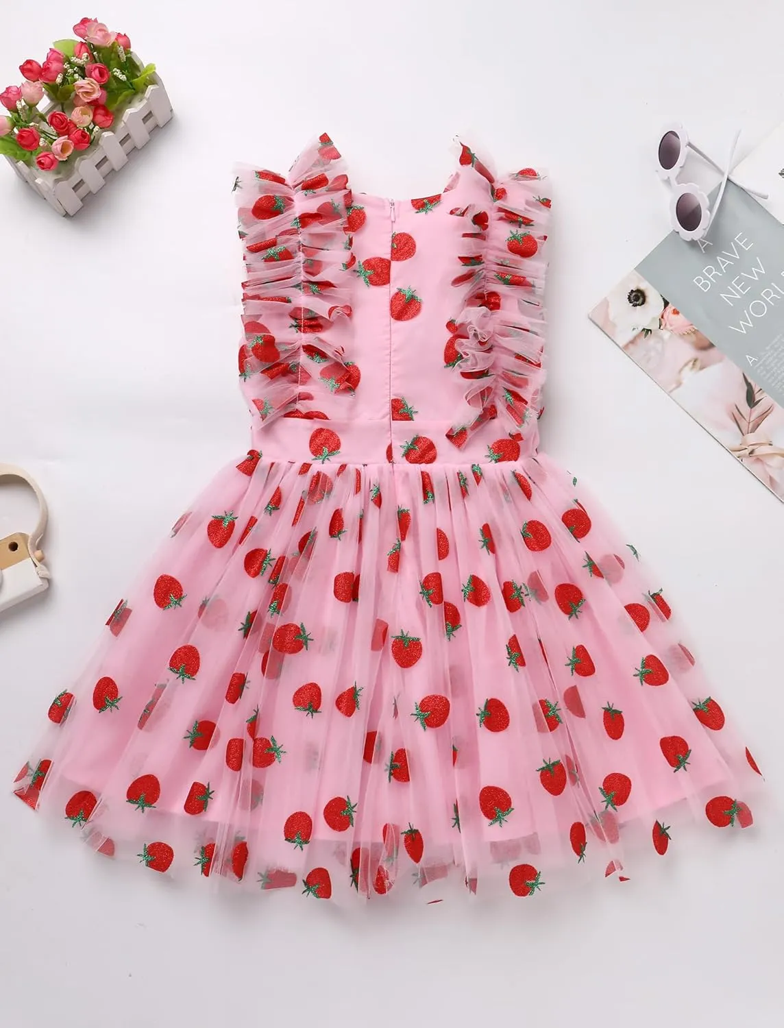 Kids Girls Confetti Birthday Princess Dress Ruffle Sleeve Boho Cake Smash Photo Shoot Outfit 3-10T
