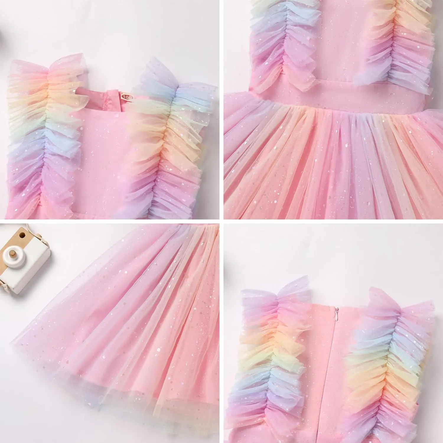 Kids Girls Confetti Birthday Princess Dress Ruffle Sleeve Boho Cake Smash Photo Shoot Outfit 3-10T