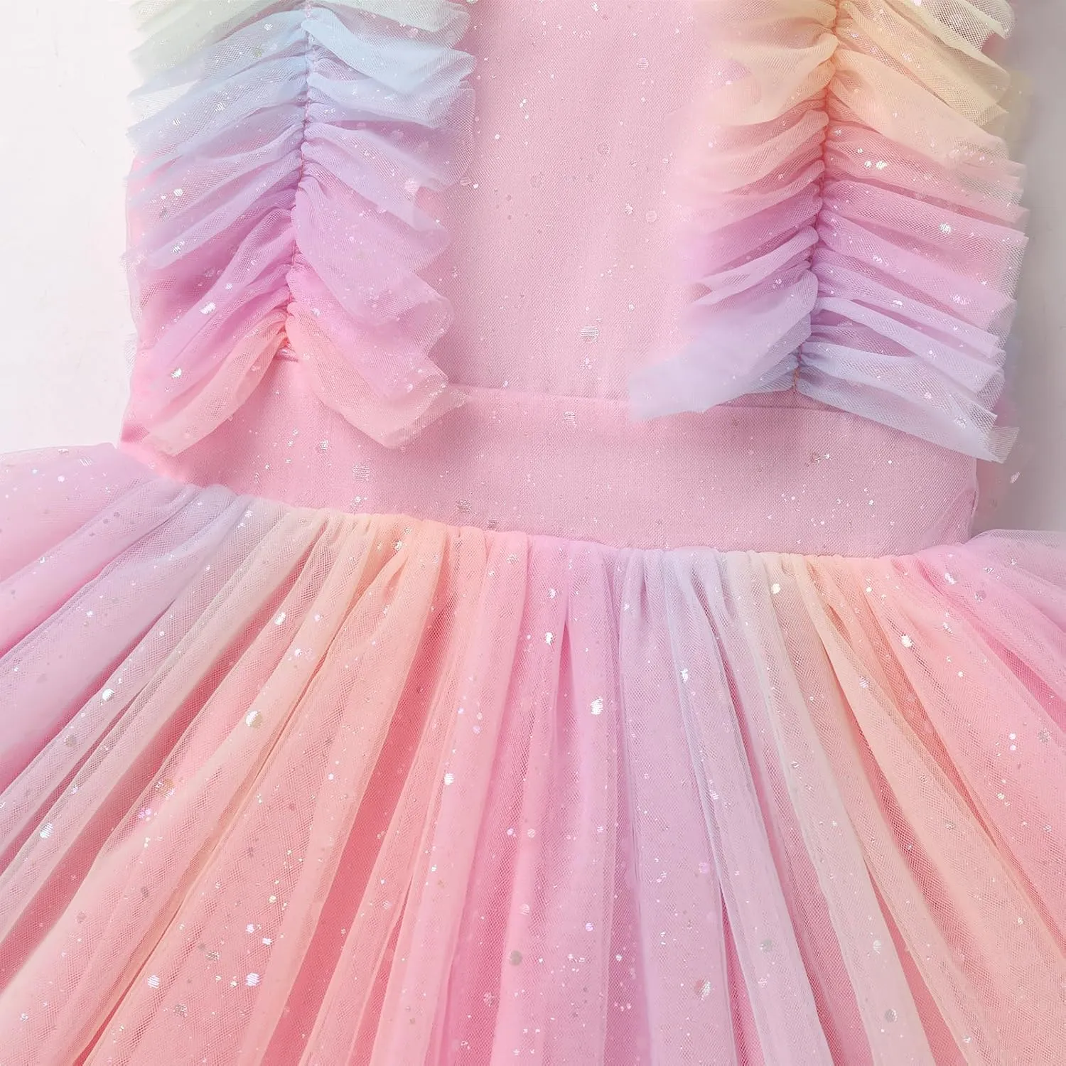Kids Girls Confetti Birthday Princess Dress Ruffle Sleeve Boho Cake Smash Photo Shoot Outfit 3-10T