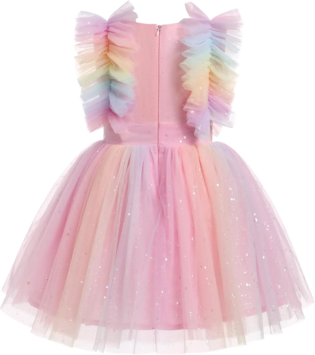 Kids Girls Confetti Birthday Princess Dress Ruffle Sleeve Boho Cake Smash Photo Shoot Outfit 3-10T