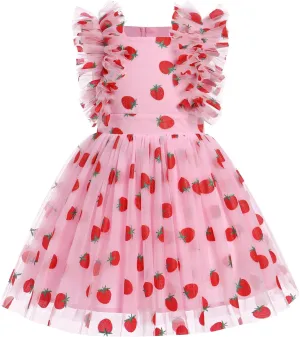 Kids Girls Confetti Birthday Princess Dress Ruffle Sleeve Boho Cake Smash Photo Shoot Outfit 3-10T