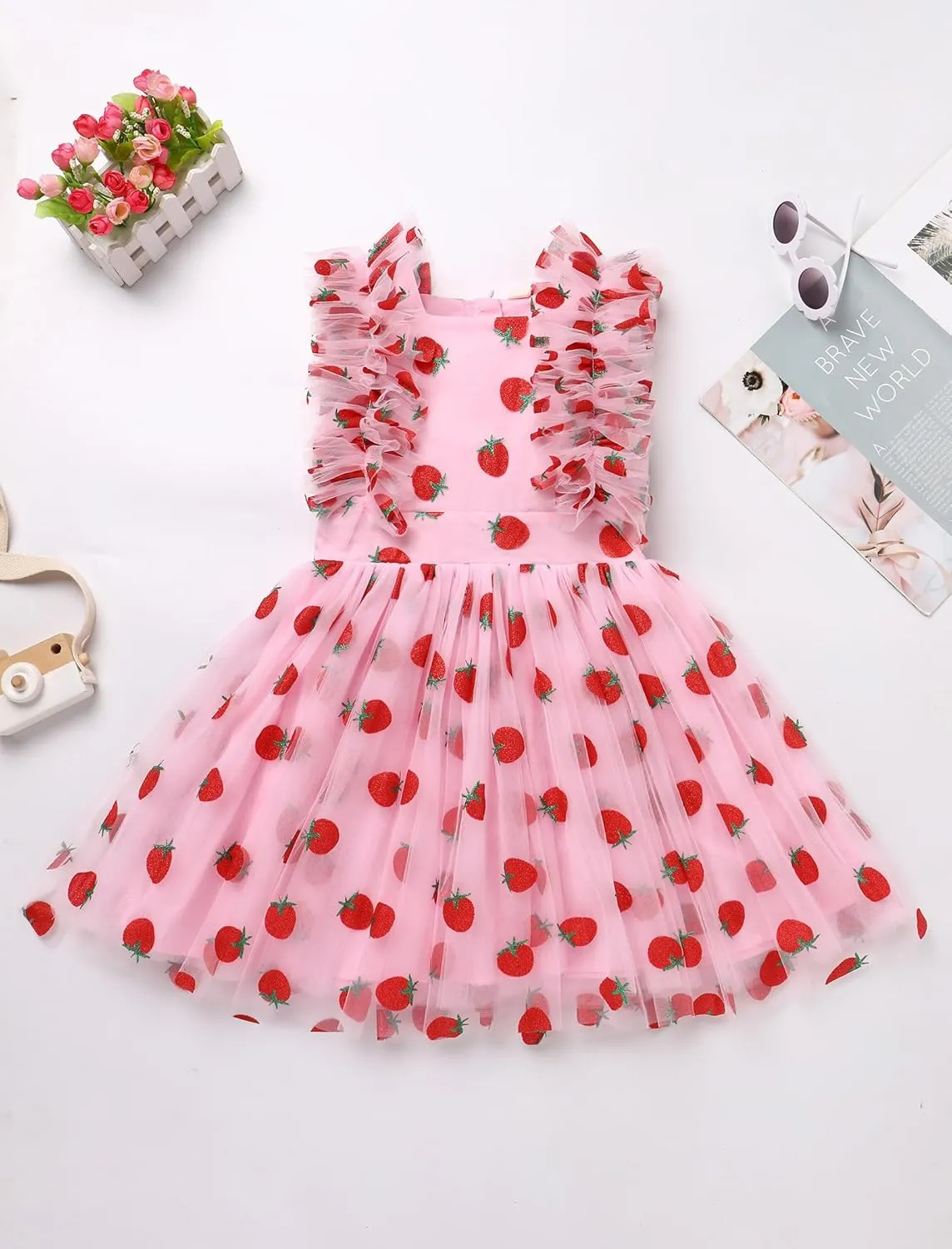 Kids Girls Confetti Birthday Princess Dress Ruffle Sleeve Boho Cake Smash Photo Shoot Outfit 3-10T