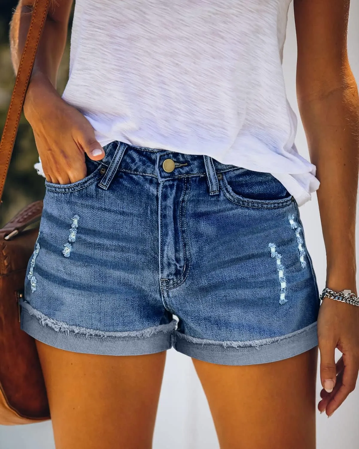 KISSMODA Women's Casual Denim Shorts Summer Jeans Stretchy Hot Short Pants