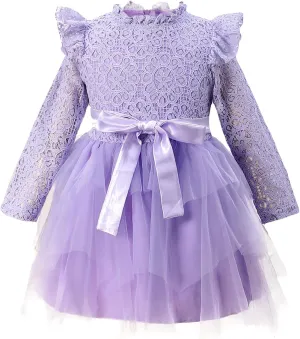 Kucnuzki Toddler Tutu Dress Little Girl Party Dress Elegant Lace Princess Dress Flower Girls Tulle Skirt Dresses 2-7Y