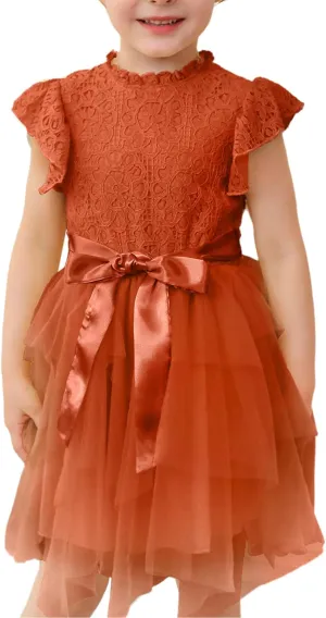 Kucnuzki Toddler Tutu Dress Little Girl Party Dress Elegant Lace Princess Dress Flower Girls Tulle Skirt Dresses 2-7Y
