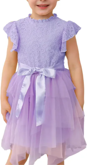 Kucnuzki Toddler Tutu Dress Little Girl Party Dress Elegant Lace Princess Dress Flower Girls Tulle Skirt Dresses 2-7Y
