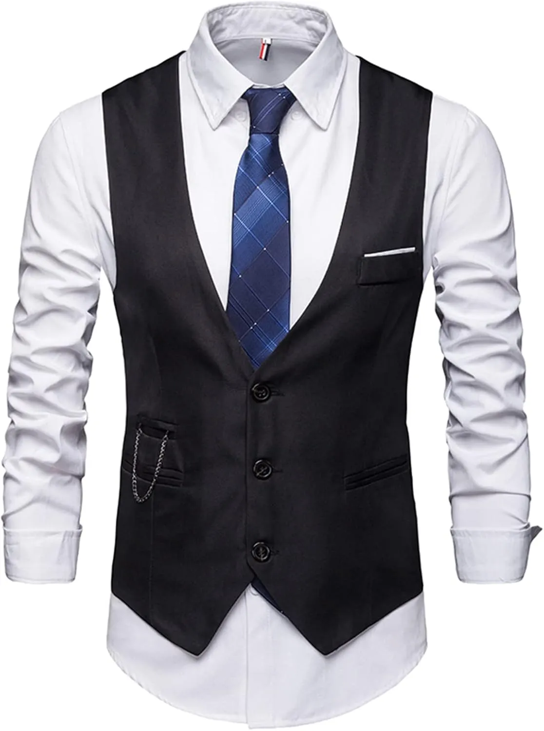 LCMTWX Mens Lightweight Vest Plaid Print Buckle Sanding Sleeveless T Shirt Vest White Vest For Men Black Powder Mens
