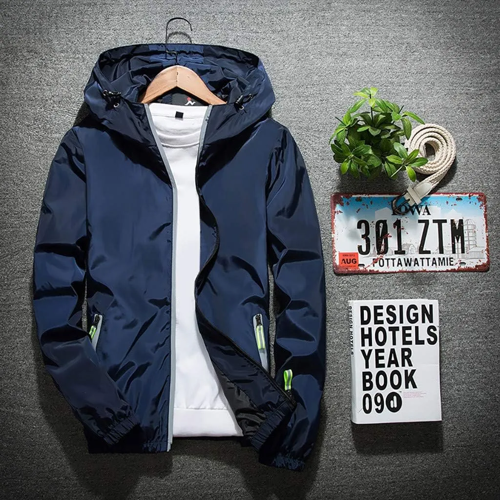 Lightweight Windbreaker Jackets For Men Big And Tall Spring Fall Casual Zipper Waterproof Mountain Coats,M-7XL