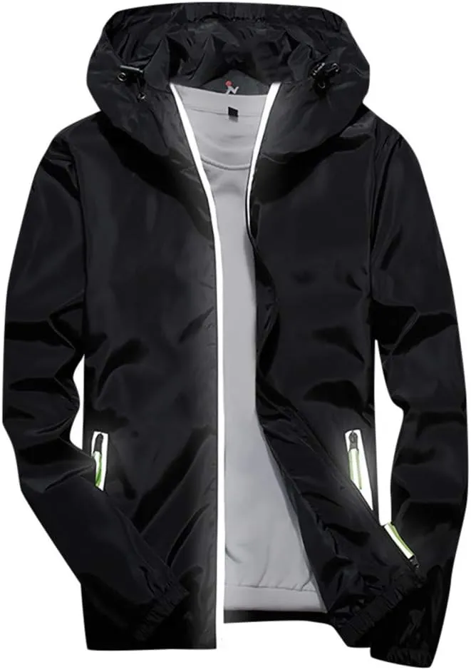 Lightweight Windbreaker Jackets For Men Big And Tall Spring Fall Casual Zipper Waterproof Mountain Coats,M-7XL