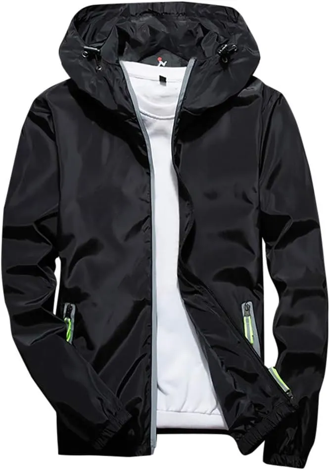 Lightweight Windbreaker Jackets For Men Big And Tall Spring Fall Casual Zipper Waterproof Mountain Coats,M-7XL