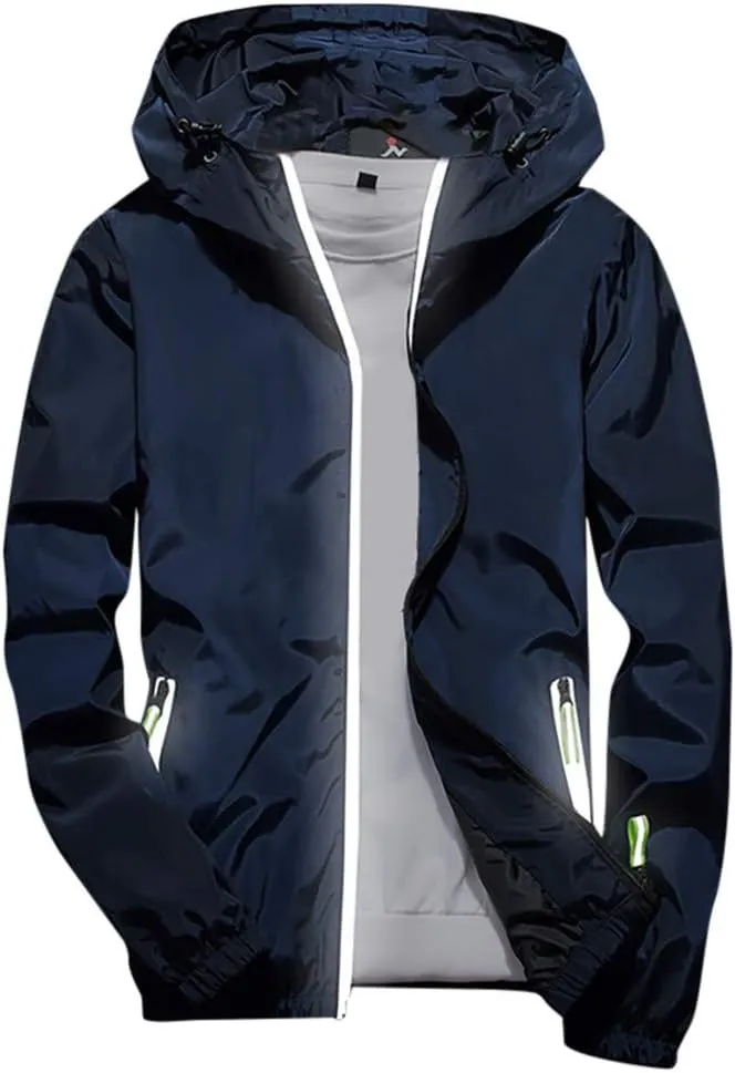 Lightweight Windbreaker Jackets For Men Big And Tall Spring Fall Casual Zipper Waterproof Mountain Coats,M-7XL