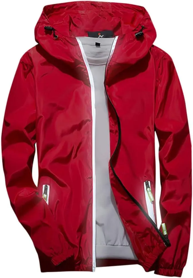 Lightweight Windbreaker Jackets For Men Big And Tall Spring Fall Casual Zipper Waterproof Mountain Coats,M-7XL