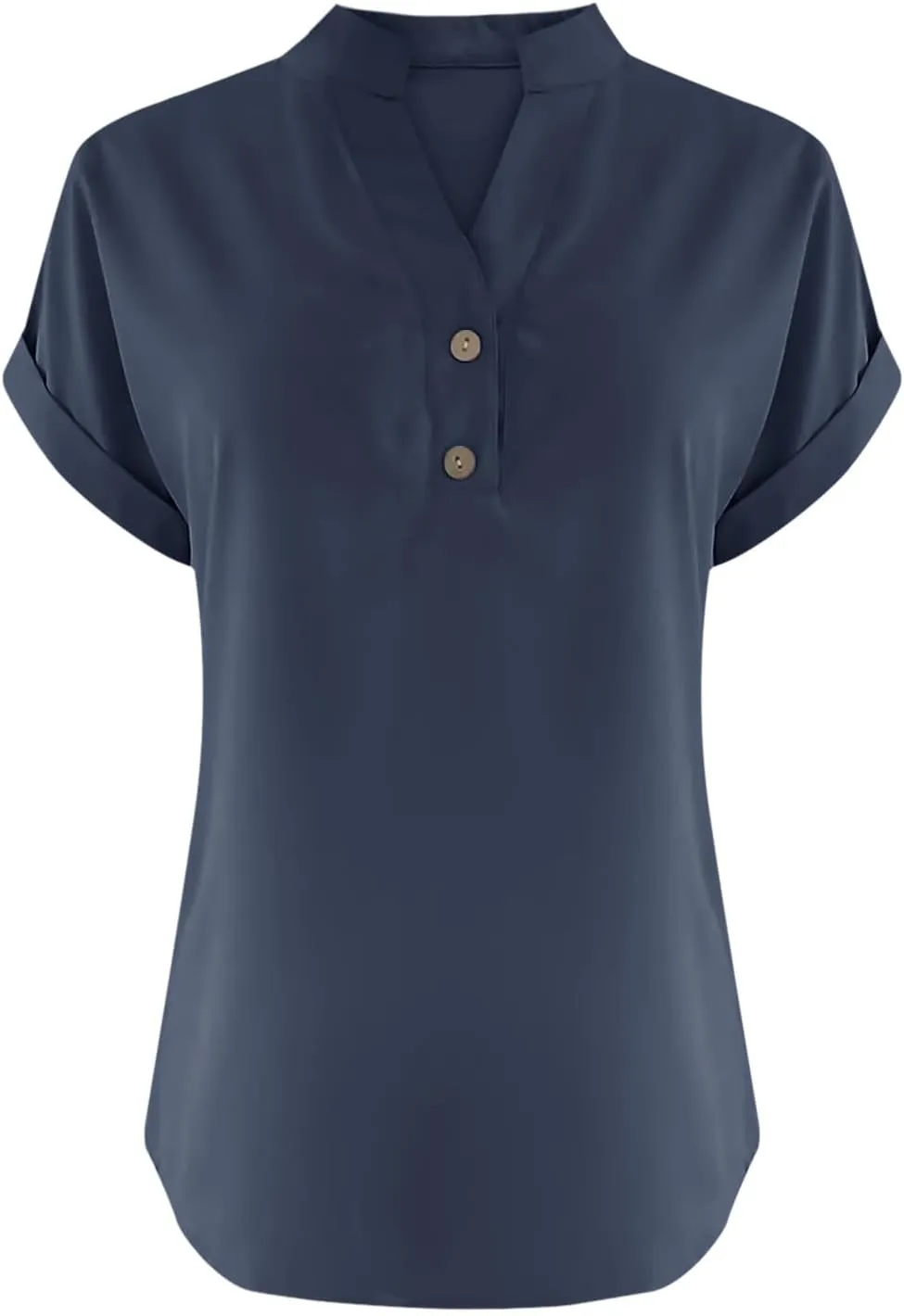 Linen Shirts Women Short Sleeve Summer Tops Casual Button V-Neck Tunic Tee Blouse Work Office T-Shirt Fashion Clothes