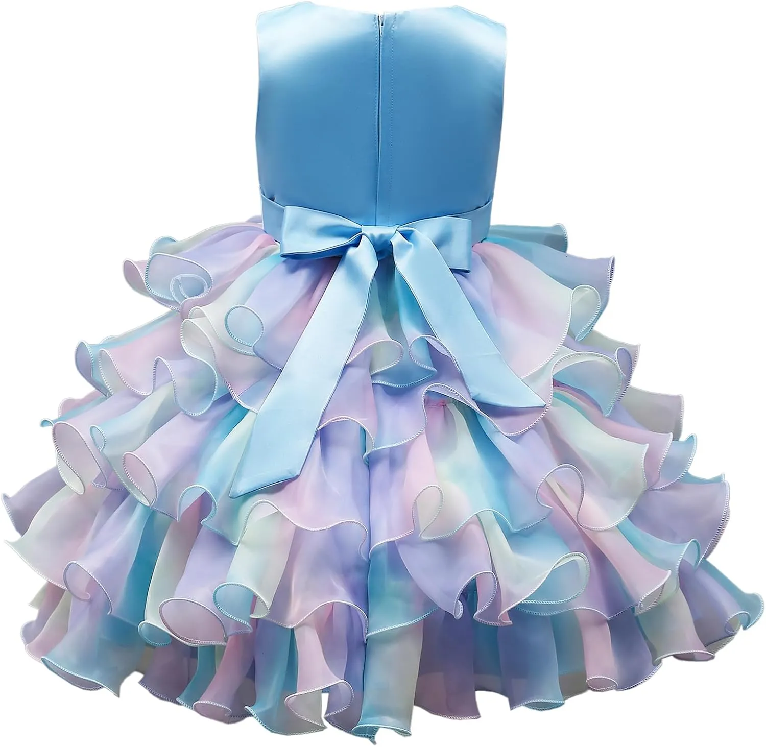 Little Girl Rainbow Tutu Dress Tulle Birthday Pageant Flower Ruffle Party Wedding Formal Princess Ball Gown 2-10 Years