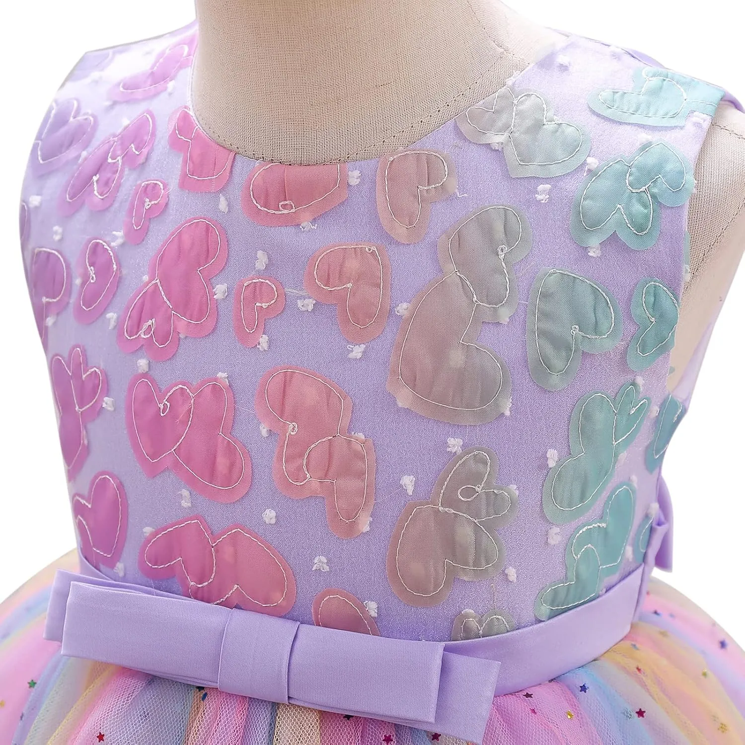 Little Girl Rainbow Tutu Dress Tulle Birthday Pageant Flower Ruffle Party Wedding Formal Princess Ball Gown 2-10 Years