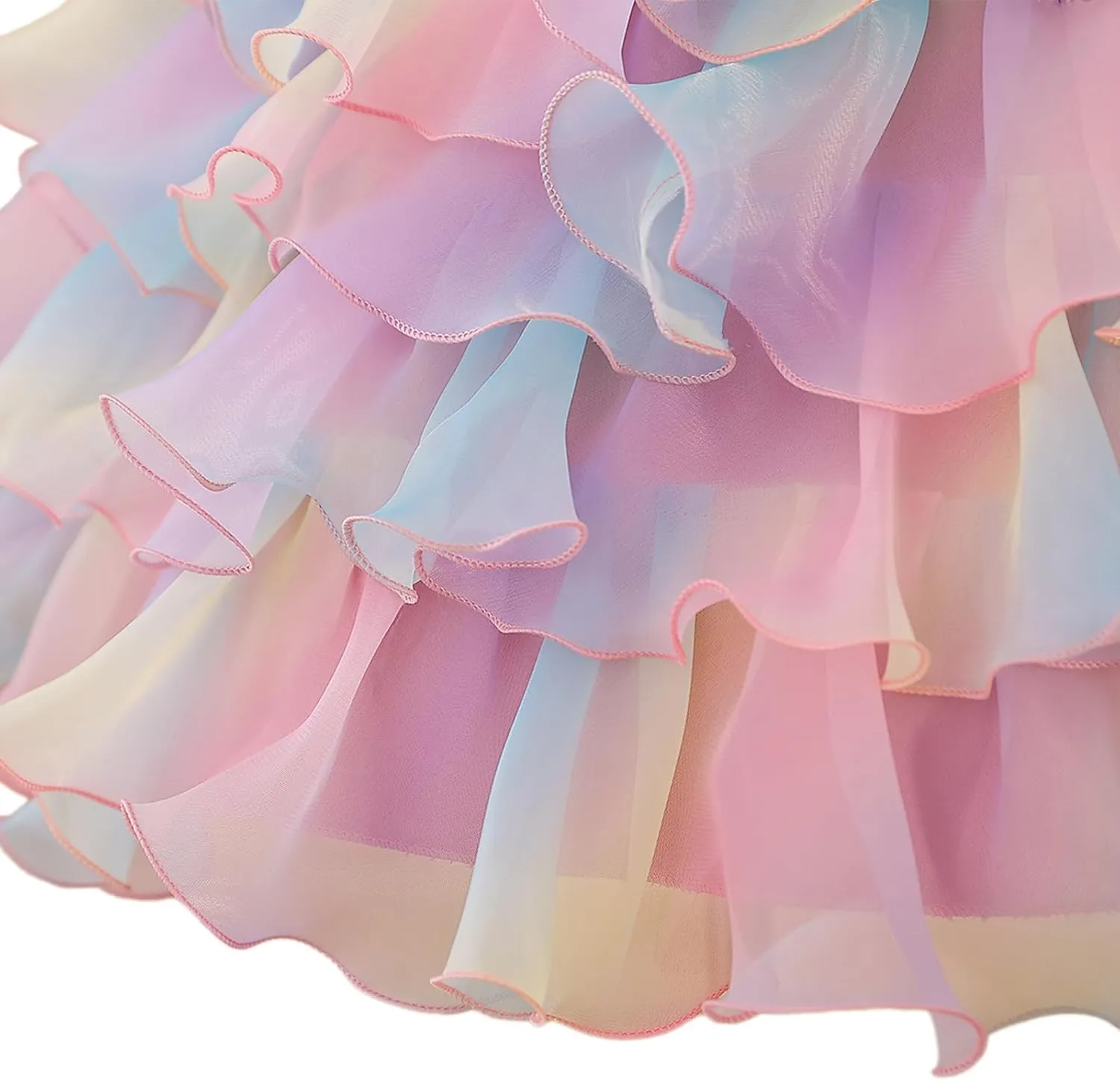 Little Girl Rainbow Tutu Dress Tulle Birthday Pageant Flower Ruffle Party Wedding Formal Princess Ball Gown 2-10 Years