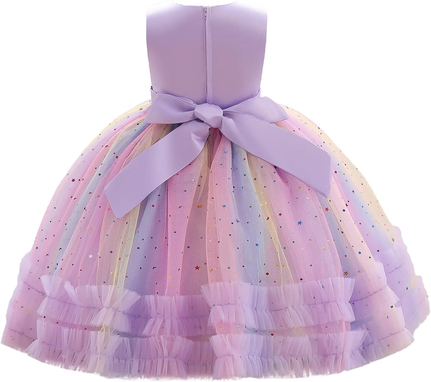Little Girl Rainbow Tutu Dress Tulle Birthday Pageant Flower Ruffle Party Wedding Formal Princess Ball Gown 2-10 Years