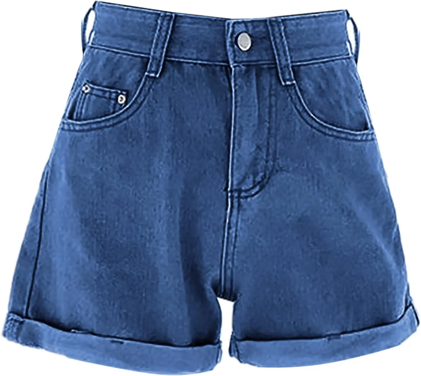 LIXIAO Women's Casual Mid Rise Denim Shorts Stretch Ripped Raw Hem Jean Shorts High Waisted Shorts Women