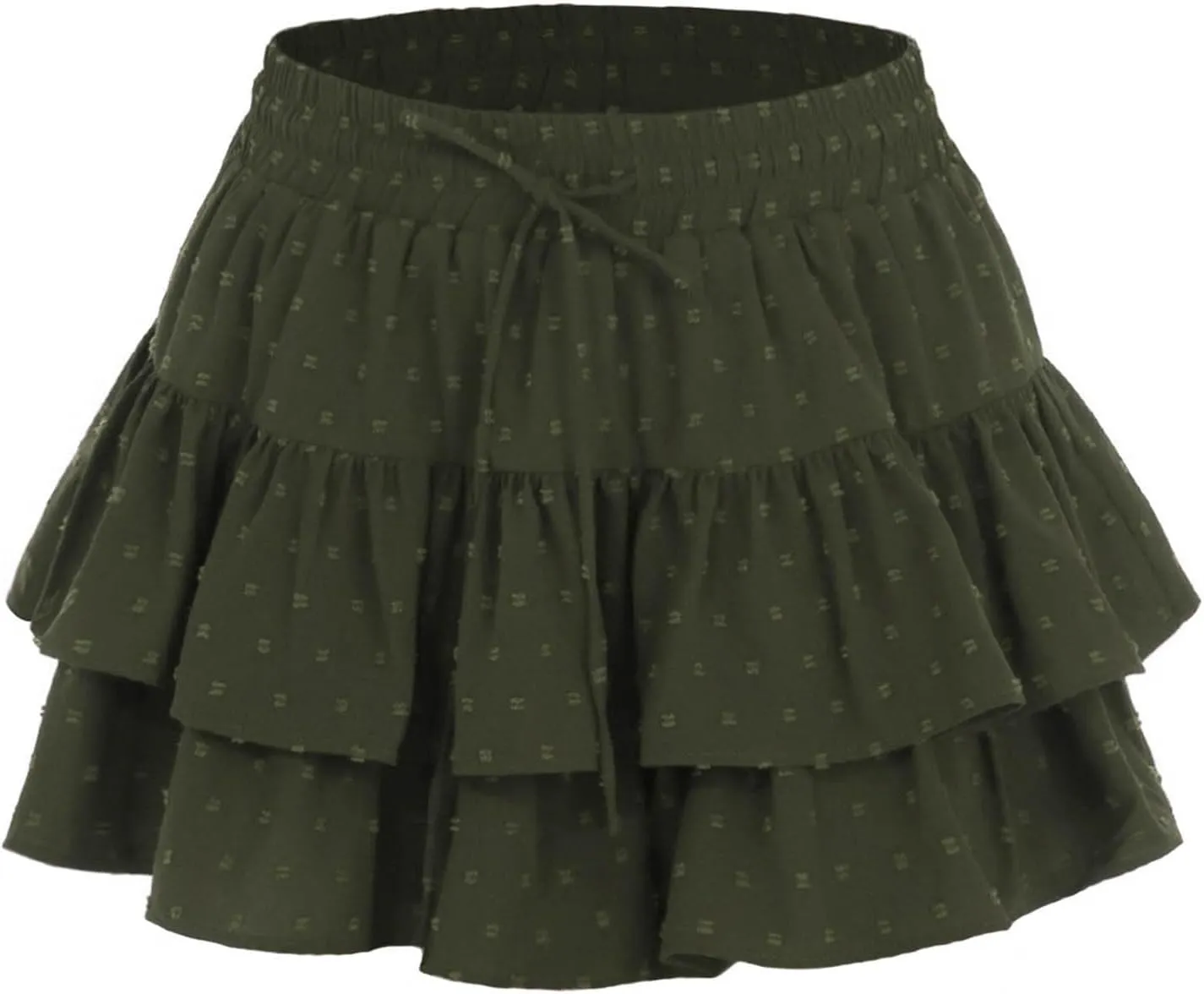 Lmdudan Women Y2K Ruffle Mini Skirt with Inner Shorts High Waist Layered Skorts Casual Summer Elastic Waist Short Skirts
