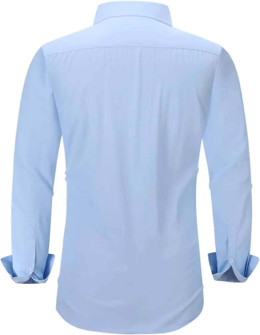 Long Sleeve Dress Shirts for Men - Regular-Fit Casual Button-Down Shirt with Pockets
