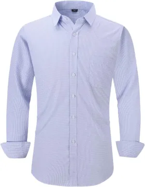 Long Sleeve Dress Shirts for Men - Regular-Fit Casual Button-Down Shirt with Pockets