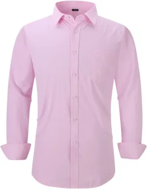Long Sleeve Dress Shirts for Men - Regular-Fit Casual Button-Down Shirt with Pockets