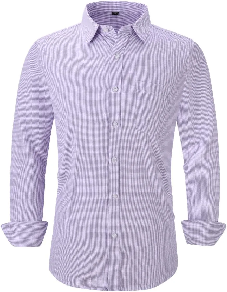 Long Sleeve Dress Shirts for Men - Regular-Fit Casual Button-Down Shirt with Pockets