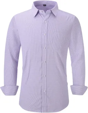 Long Sleeve Dress Shirts for Men - Regular-Fit Casual Button-Down Shirt with Pockets